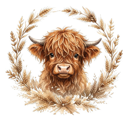 highland cow fabric panel