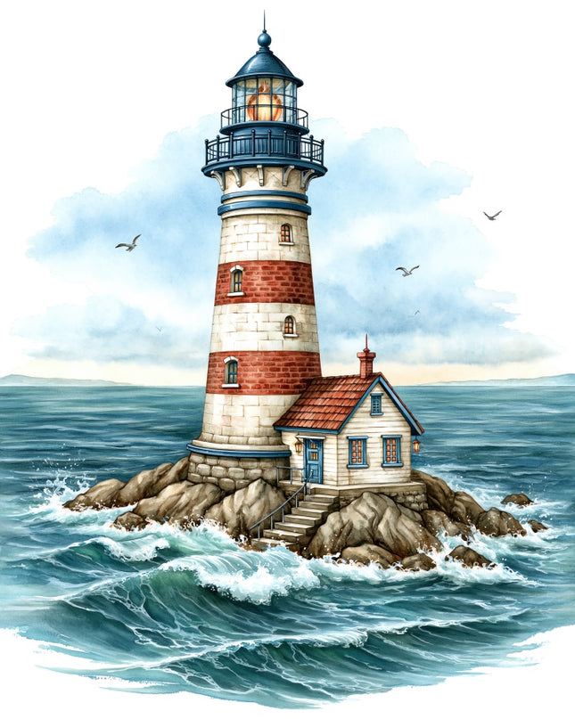 Coastal Lighthouse 100% Cotton Fabric Panel Block AAB1081