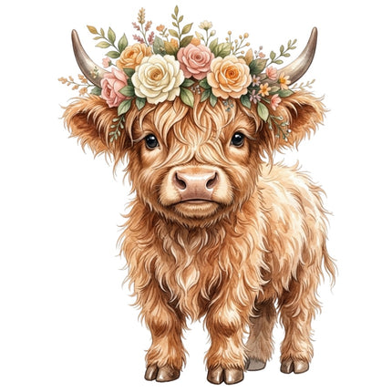 highland cow fabric panel