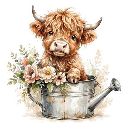 highland cow fabric panel