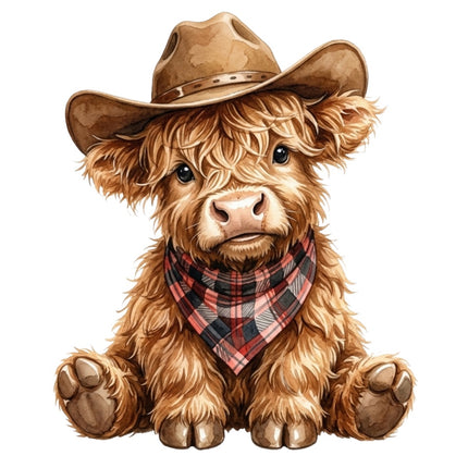 cowboy highland cow fabric panel