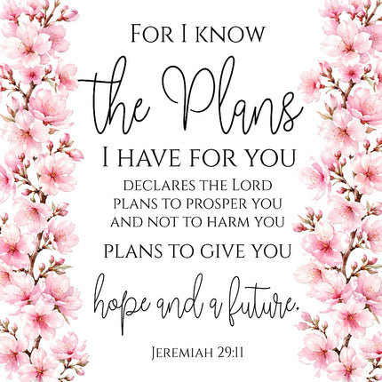 Jeremiah 29:11 Scripture Bible Verse 100% Cotton Fabric Panel Block AAB109