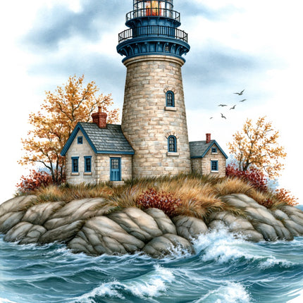 Coastal Lighthouse 100% Cotton Fabric Panel Block AAB1101