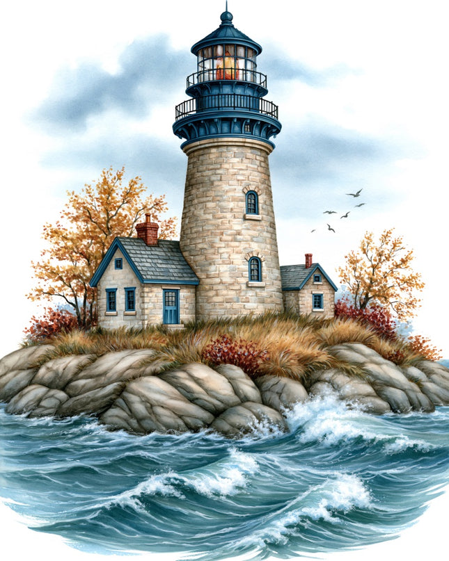 Coastal Lighthouse 100% Cotton Fabric Panel Block AAB1101