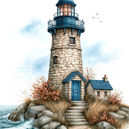 Coastal Lighthouse 100% Cotton Fabric Panel Block AAB1105