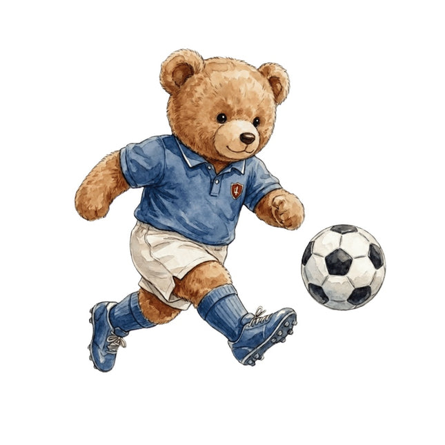 Soccer Player Bear 100% Cotton Fabric Panel Block Quilt Square AAB1114