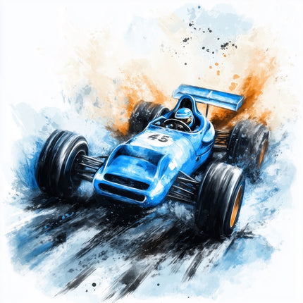 Race Car Racing 100% Cotton Fabric Panel Block AAB1120