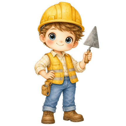 Construction Worker 100% Cotton Fabric Panel Block AAB1123