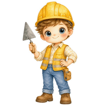 Construction Worker 100% Cotton Fabric Panel Block FLIP-AAB1123
