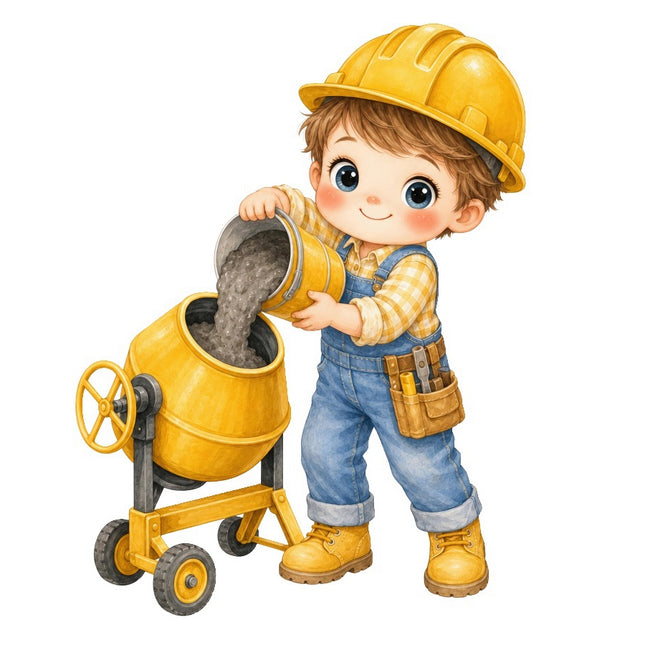Construction Worker 100% Cotton Fabric Panel Block FLIP-AAB1126