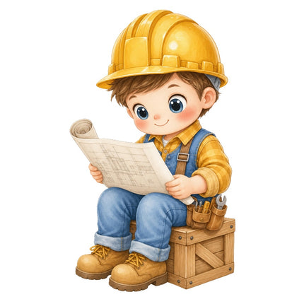 Construction Worker 100% Cotton Fabric Panel Block AAB1127