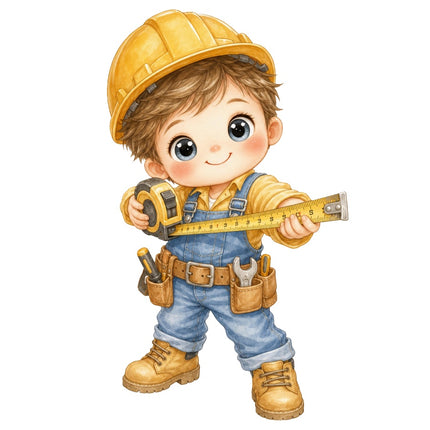 Construction Worker 100% Cotton Fabric Panel Block AAB1128