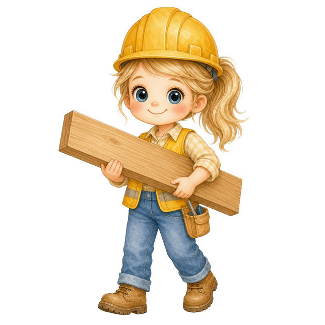 Female Construction Worker 100% Cotton Fabric Panel Block FLIP-AAB1134
