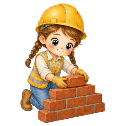 Female Construction Worker 100% Cotton Fabric Panel Block FLIP-AAB1135