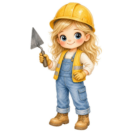 Female Construction Worker 100% Cotton Fabric Panel Block AAB1136