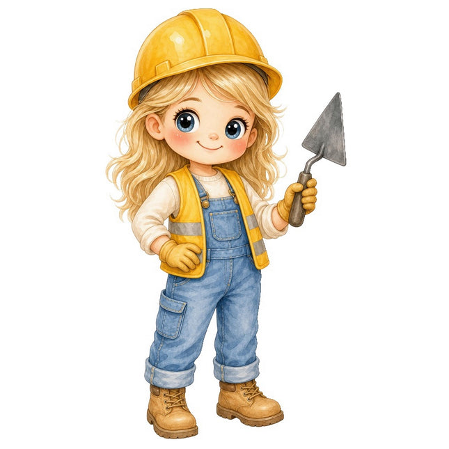 Female Construction Worker 100% Cotton Fabric Panel Block FLIP-AAB1136