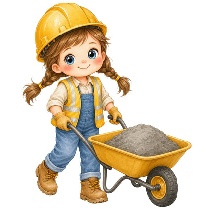 Female Construction Worker 100% Cotton Fabric Panel Block AAB1137