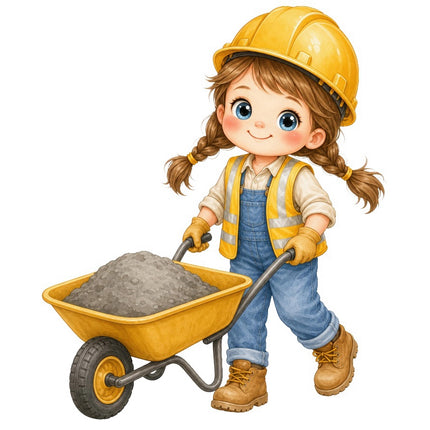 Female Construction Worker 100% Cotton Fabric Panel Block FLIP-AAB1137