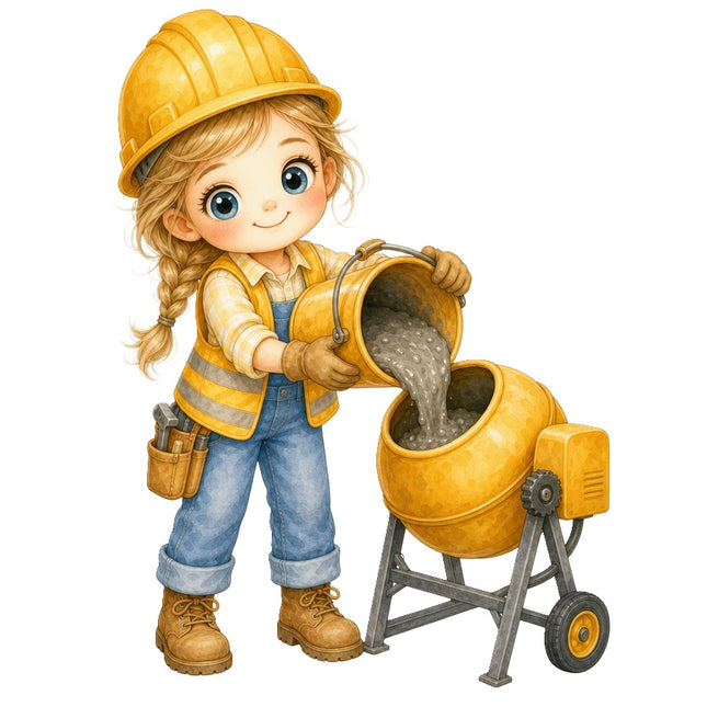 Female Construction Worker 100% Cotton Fabric Panel Block AAB1138