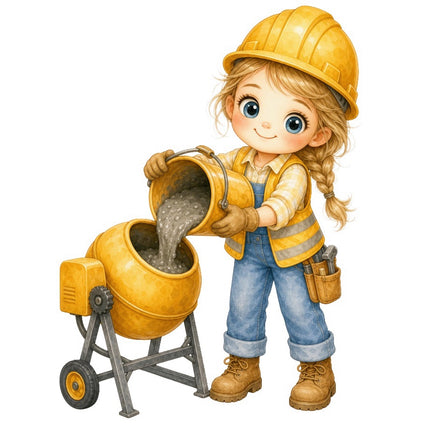 Female Construction Worker 100% Cotton Fabric Panel Block FLIP-AAB1138