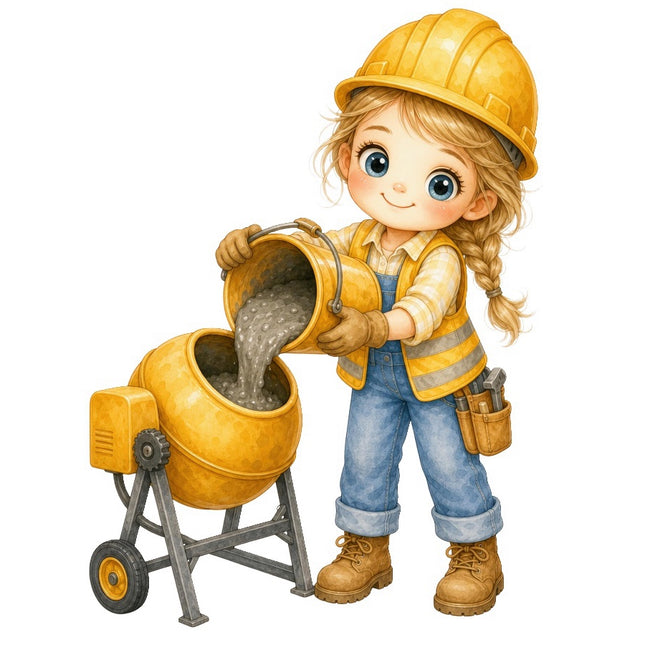 Female Construction Worker 100% Cotton Fabric Panel Block FLIP-AAB1138