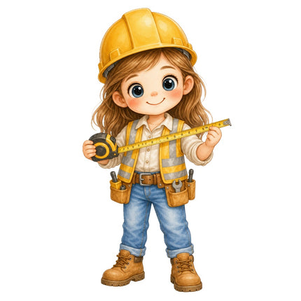 Female Construction Worker 100% Cotton Fabric Panel Block AAB1140