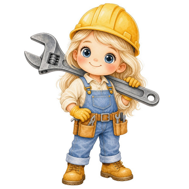 Female Construction Worker 100% Cotton Fabric Panel Block FLIP-AAB1142