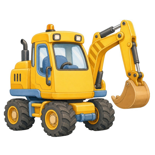Excavator 100% Cotton Fabric Panel Block Quilt Square FLIP-AAB1144