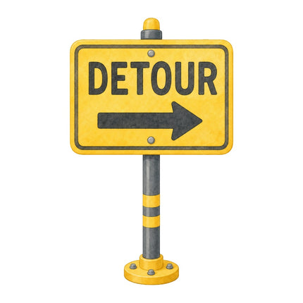 Detour Sign 100% Cotton Fabric Panel Block Quilt Square AAB1151