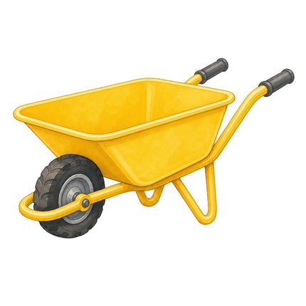 Construction Wheelbarrow 100% Cotton Fabric Panel Block AAB1155