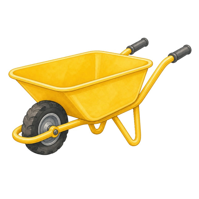 Construction Wheelbarrow 100% Cotton Fabric Panel Block AAB1155