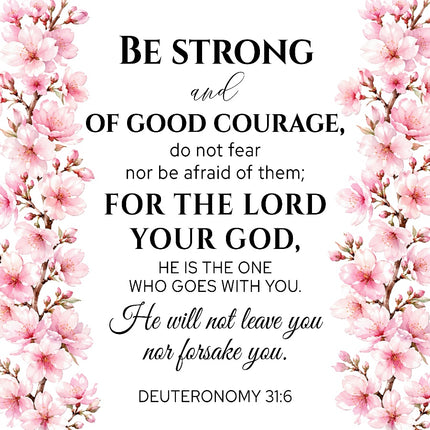 Deuteronomy 31:6 Scripture Bible Verse 100% Cotton Fabric Panel Block AAB116