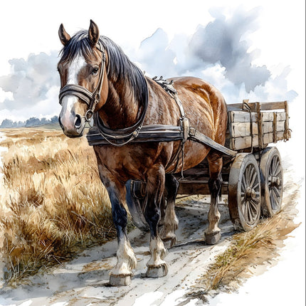 horse and wagon quilt square