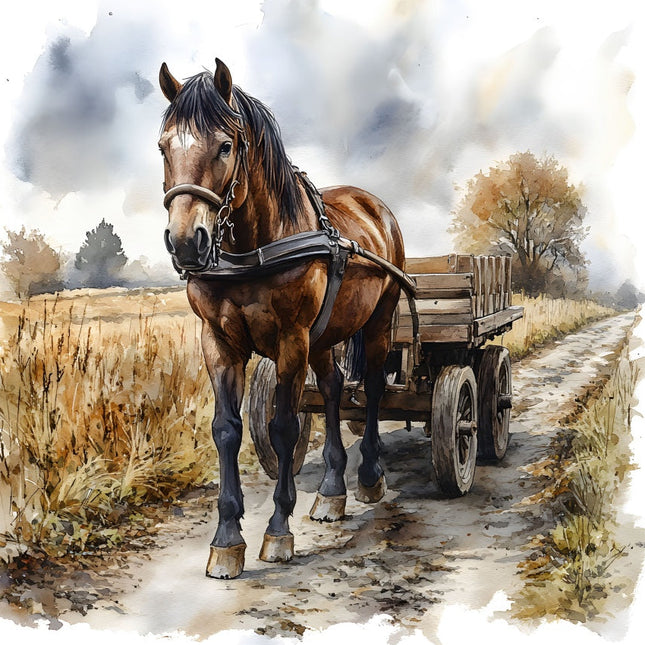 horse and wagon quilt square