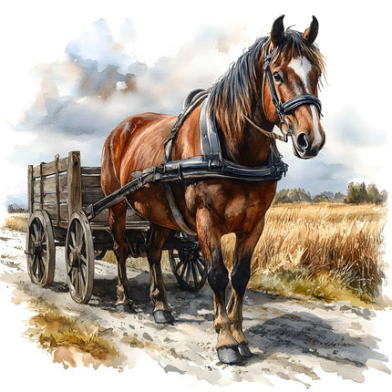 horse and wagon quilt square