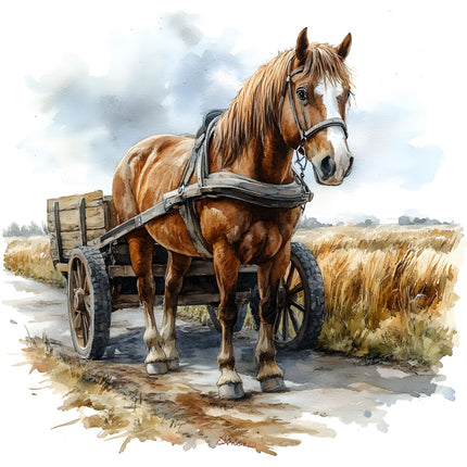 horse and wagon quilt square