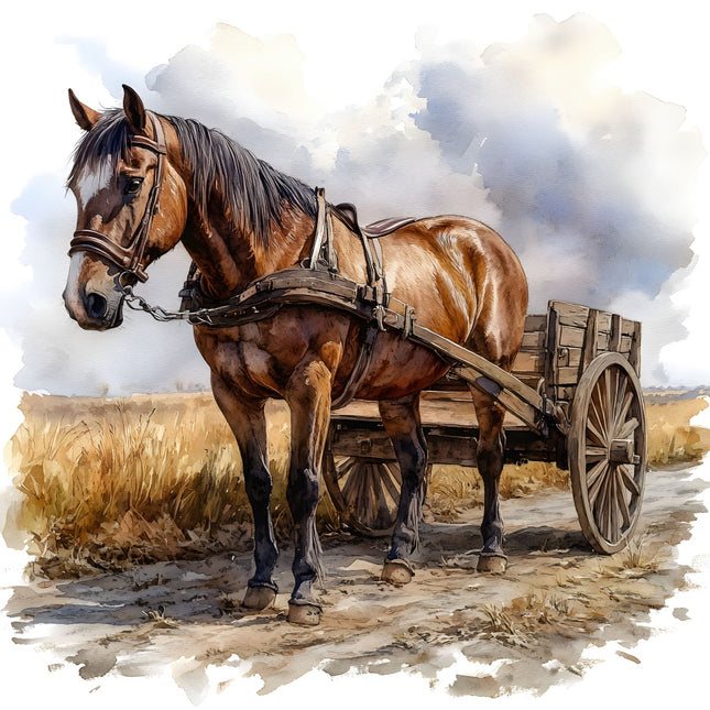 horse and wagon quilt square