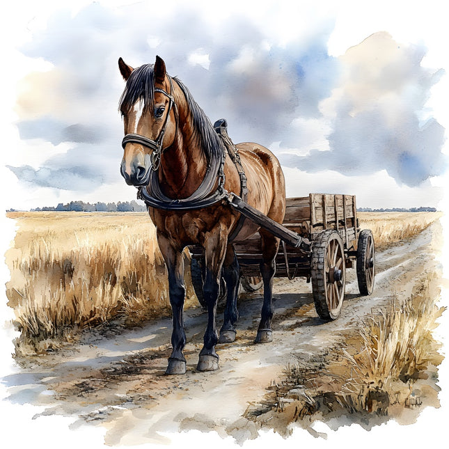 horse and wagon quilt square