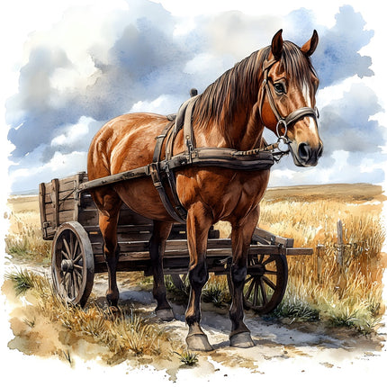 horse and wagon quilt square