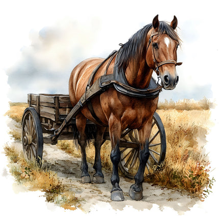 horse and wagon quilt square