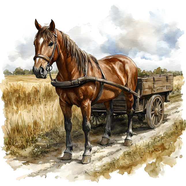 horse and wagon quilt square