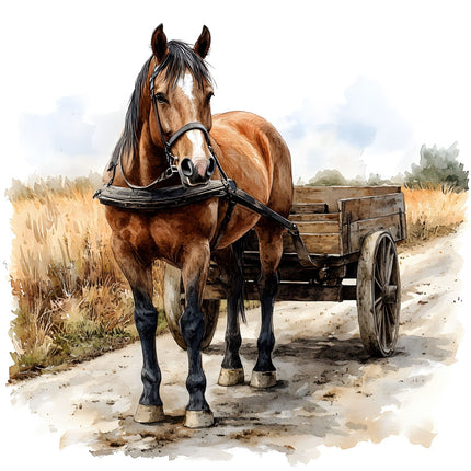 horse and wagon quilt square