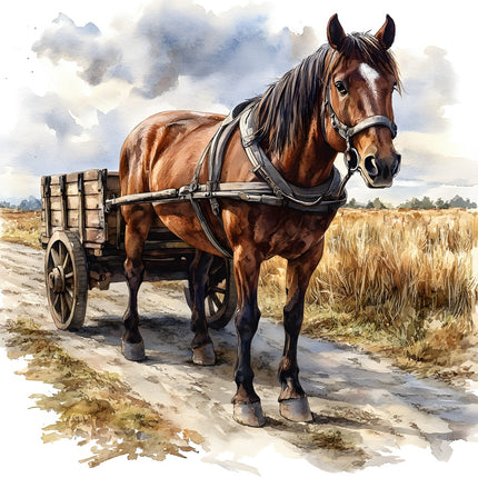 horse and wagon quilt square