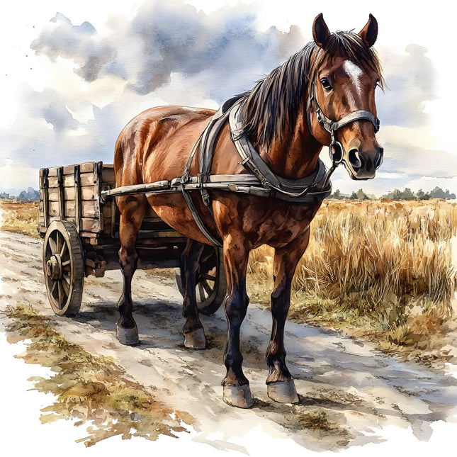 horse and wagon quilt square