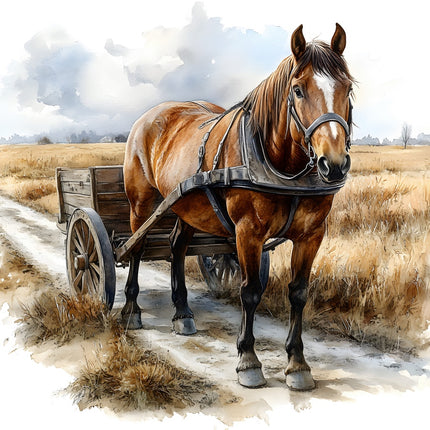 horse and wagon fabric panel