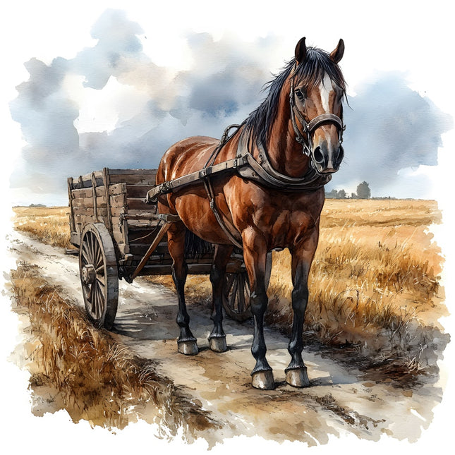horse and wagon fabric panel