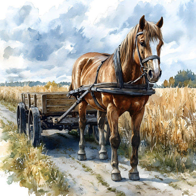 horse and wagon fabric panel