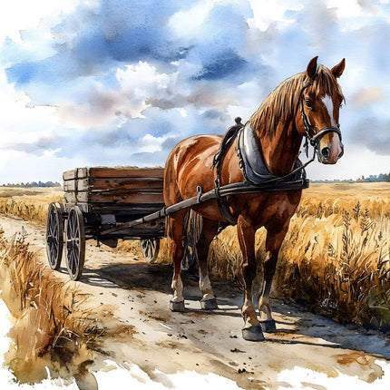 horse and wagon fabric panel