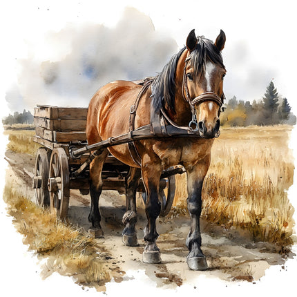 horse and wagon fabric panel