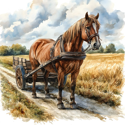 horse and wagon fabric panel